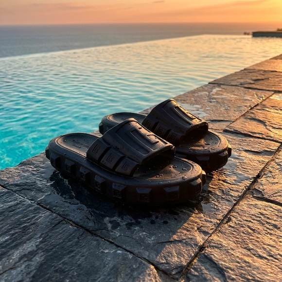 Balmain Shoes - Balmain Black Ari Slides